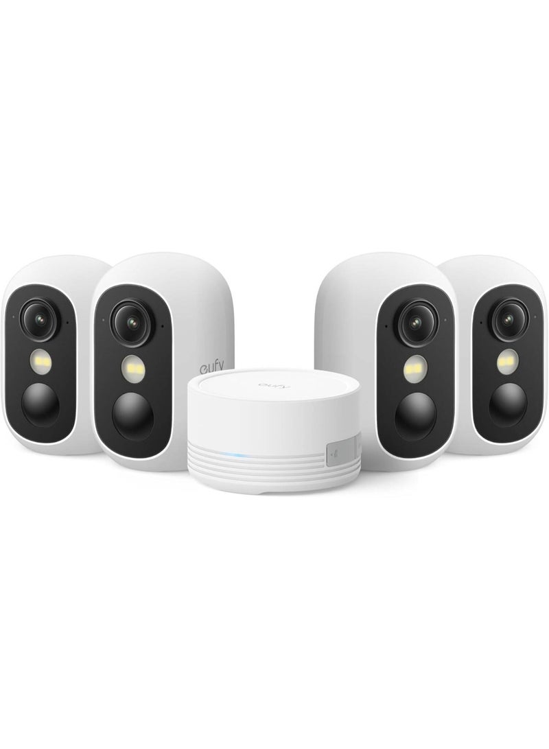 eufy Security eufyCam C35 4 Wireless Cameras for Int/East, Magnetic Mount, Color Night View, Local Memory, No Monthly Charge, IP67, Face Recognition, PV Panel Support, White - Image 1